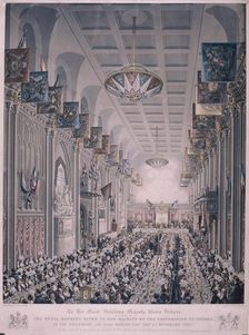 Banquet for Queen Victoria at the Guildhall, London, 1837. Creator: Richard Gilson Reeve