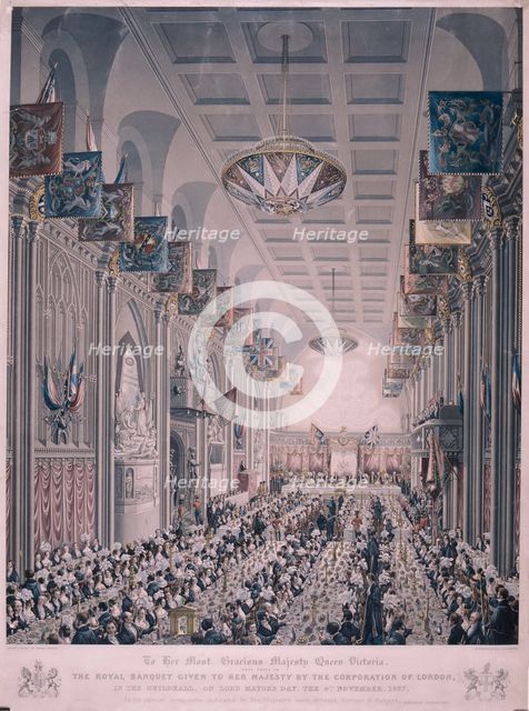 Banquet for Queen Victoria at the Guildhall, London, 1837. Creator: Richard Gilson Reeve.