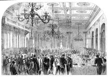Banquet given at the Exchange, Gottenburg, on the occasion of opening the railway..., 1862. Creator: Unknown