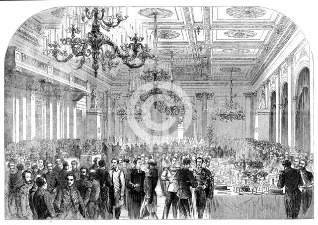 Banquet given at the Exchange, Gottenburg, on the occasion of opening the railway..., 1862. Creator: Unknown.
