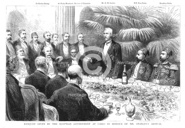 ''Banquet given by the Egyptian Government at Cairo in honour of Mr. Stanley's arrival', 1890. Creator: Unknown.