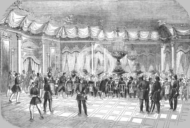 'Banquet given by the Sultan to Prince Napoleon, in the Hall of the Palace of Beylerbey, 8th May 185 Creator: Unknown.