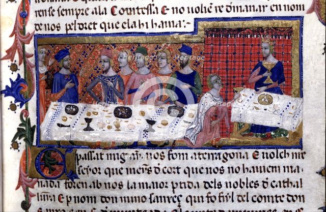 Banquet given by Pere Martell to James I in Tarragona in 1228, where he decided the conquest of t…