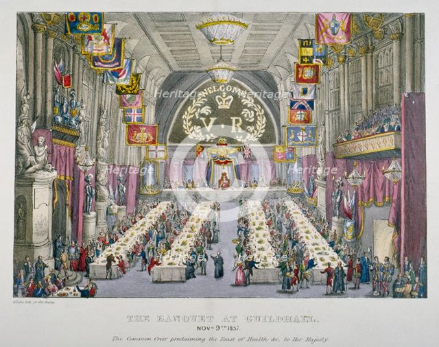 Banquet in the Guildhall in honour of Queen Victoria, City of London, 1837. Artist: Anon