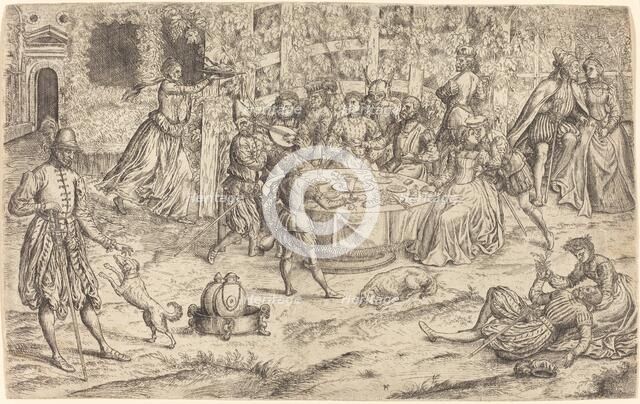 Banquet in the Park of a French Castle, c. 1550. Creator: Master H. S..