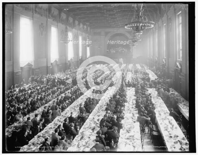 Banquet in Alumni Hall i.e., University Commons, Yale College, between 1900 and 1906. Creator: Unknown.