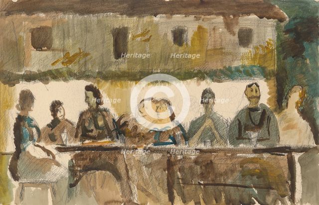 Banquet in front of the house, 1940-1949. Creator: Cyprian Majernik.