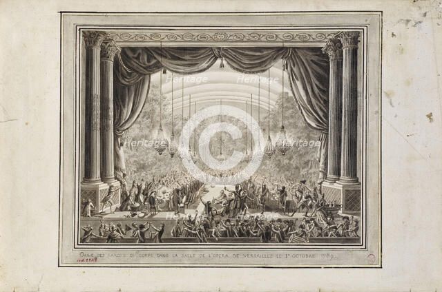 Banquet of the Garde du Corps in the Opéra Royal de Versailles, October 1, 1789, 1789. Creator: Prieur, Jean-Louis (1759-1795).