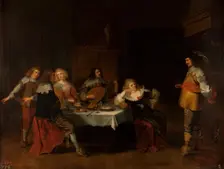 Banquet of courtesans and soldiers, 1630. Creator: Christoffel Jacobsz van der Laemen