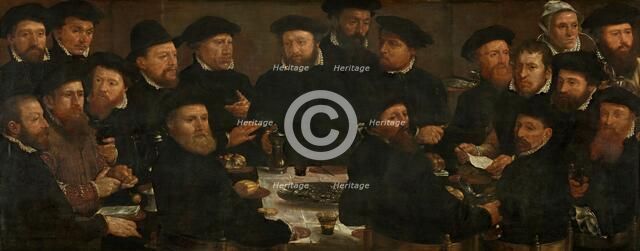 Banquet of Eighteen Guardsmen of Squad L, Amsterdam 1566, known as 'The Perch Eaters', 1566. Creator: Dirck Barendsz.