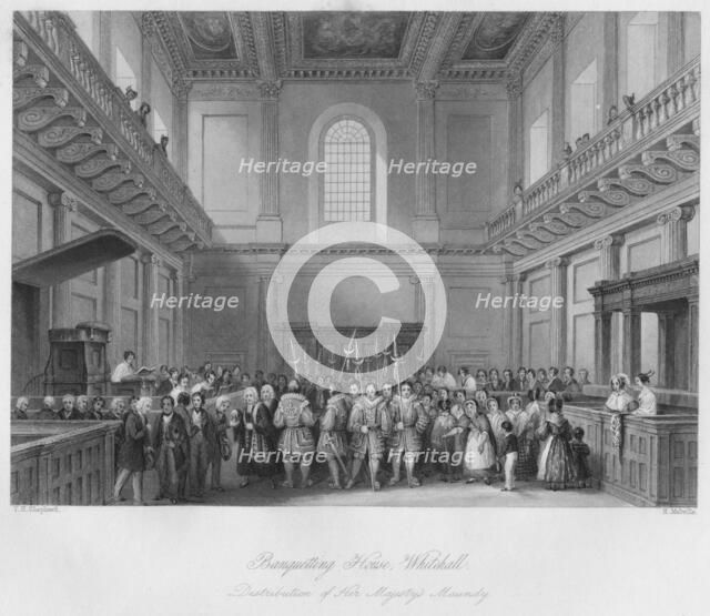'Banqueting House, Whitehall. Distribution of Her Majesty's Maundy', c1841. Artist: Henry Melville.