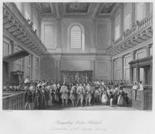 Banqueting House, Whitehall. Distribution of Her Majesty's Maundy c1841. Artist: Henry Melville