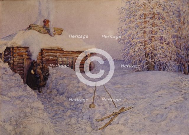 Banya in Winter, 1919. Artist: Vasnetsov, Appolinari Mikhaylovich (1856-1933)
