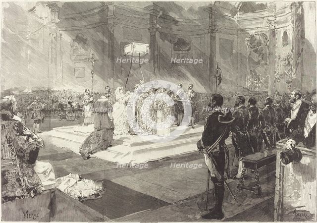 Baptême royal à la Cour d'Espagne, 1882. Creator: Auguste Lepere.
