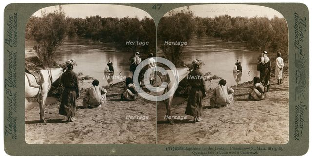 Baptising in the River Jordan, Palestine, 1903.Artist: Underwood & Underwood