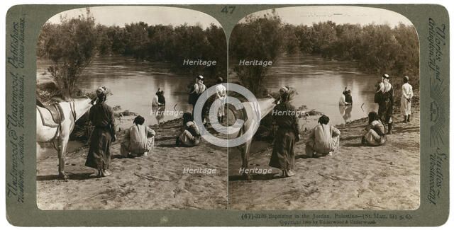 Baptising in the River Jordan, Palestine, 1903.Artist: Underwood & Underwood