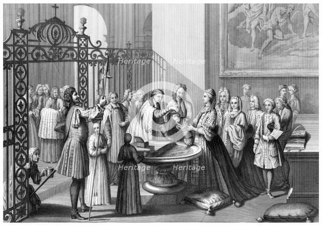 'Baptism According to the Church of Rome'.Artist: Andrew Thomas