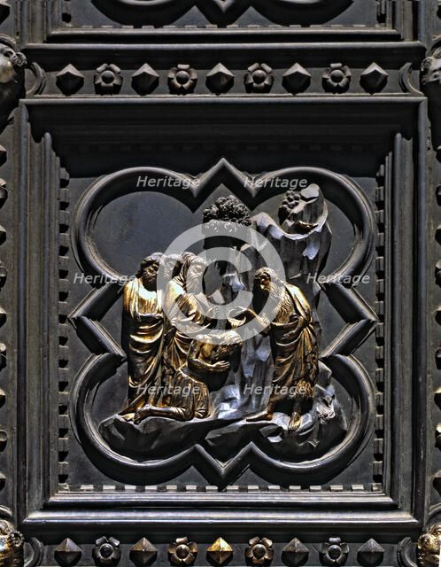 Baptism of the fishermen', one of the panels of the south gate of the Baptistery of St. John in t…