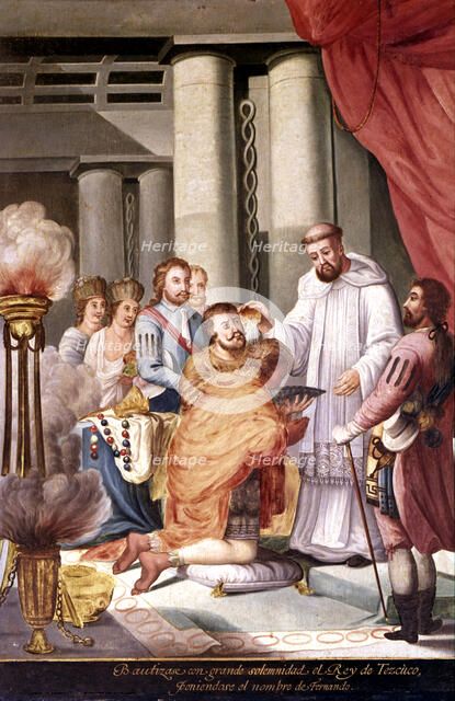 Baptism of the King of Texcoco in the presence of Hernán Cortés' series of Paintings 'Conquest of…