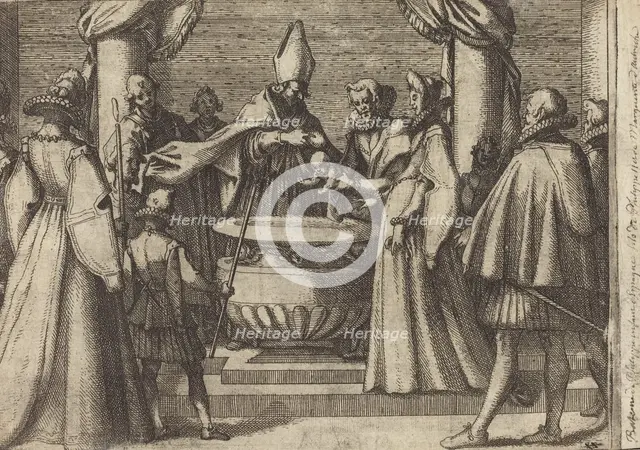 Baptism of the Prince of Spain [verso], 1612. Creator: Jacques Callot.