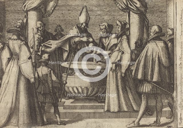 Baptism of the Prince of Spain [verso], 1612. Creator: Jacques Callot.