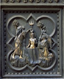 Baptism of Christ 1329-1336. Bronze relief on the south portal of the Baptistery of the Florenc…