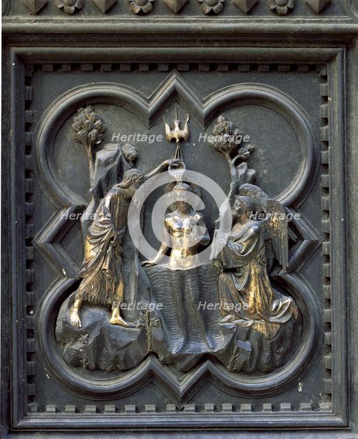 Baptism of Christ', 1329-1336. Bronze relief on the south portal of the Baptistery of the Florenc…