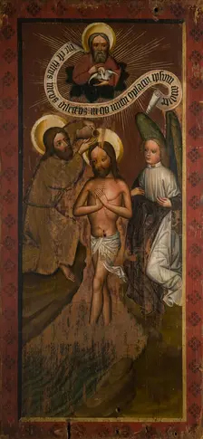 Baptism of Christ. Altar Retable Wing (?) from Chelmiec, between 1440-1465. Creator: Unknown