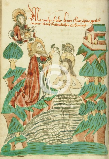 Baptism of Christ; Barlaam und Josaphat, 1469. Creators: Hans Schilling, Diebolt Lauber.