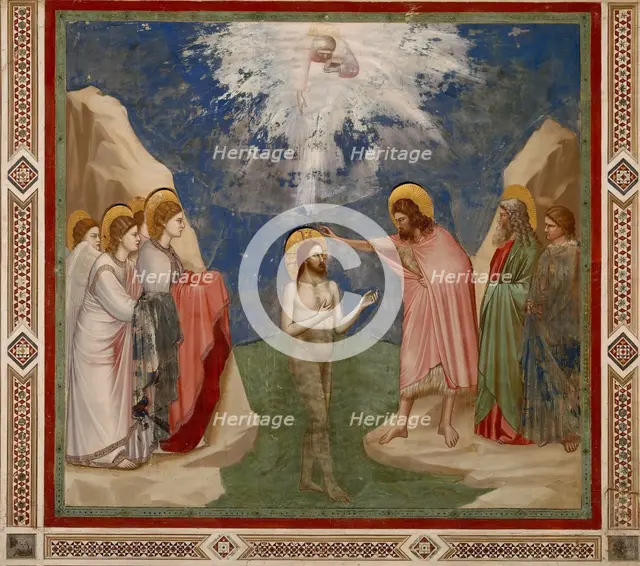 Baptism of Christ (From the cycles of The Life of Christ), 1304-1306. Creator: Giotto di Bondone (1266-1377).