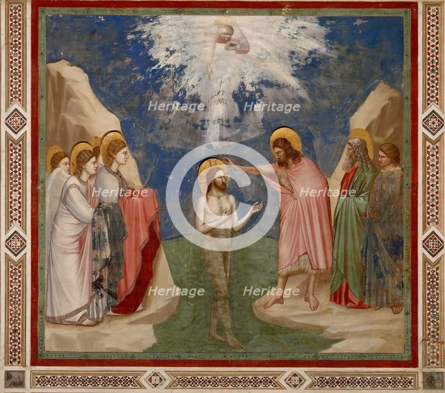 Baptism of Christ (From the cycles of The Life of Christ), 1304-1306. Creator: Giotto di Bondone (1266-1377).