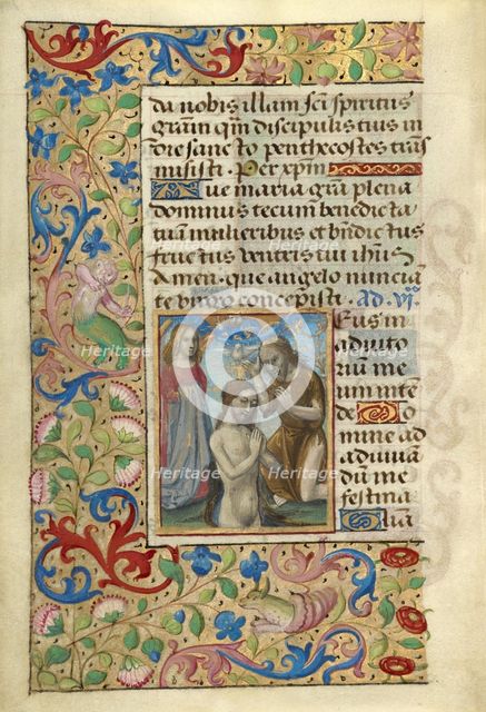 Baptism of Christ; Poncher Hours, about 1500. Creator: Master of Cardinal Bourbon.