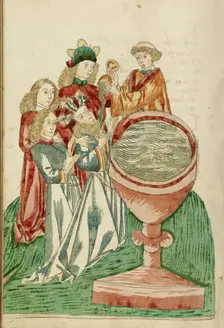 Baptism of King Avenir; Barlaam und Josaphat, 1469. Creators: Hans Schilling, Diebolt Lauber