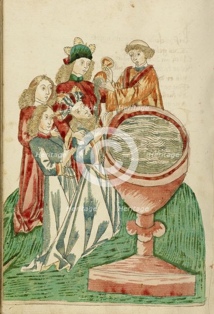Baptism of King Avenir; Barlaam und Josaphat, 1469. Creators: Hans Schilling, Diebolt Lauber.