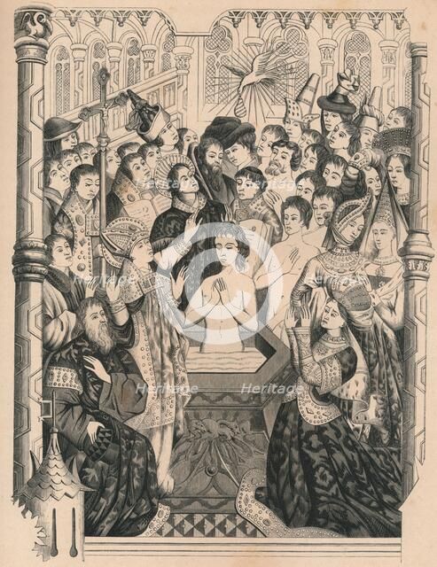 Baptism of King Clovis I, 15th century, (1849).  Creator: Paul Lacroix.