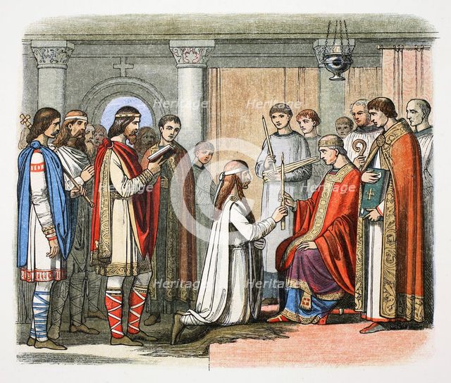 Baptism of King Guthrum, 878 (1864). Creator: James William Edmund Doyle.