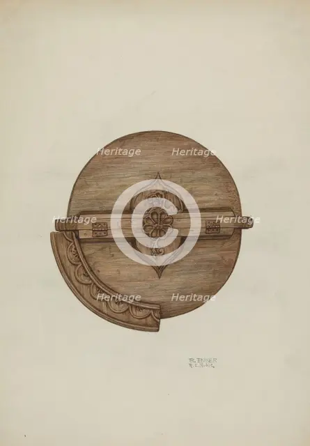 Baptismal Font, Cover, c. 1939. Creators: Ruth Buker, Raymond E. Noble.