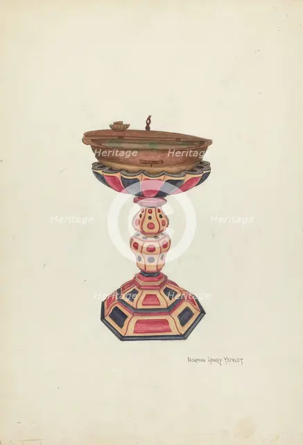 Baptismal Font and Stand, 1935/1942. Creator: N. H. Yeckley.