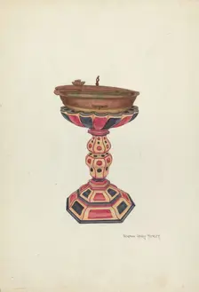 Baptismal Font and Stand, 1935/1942. Creator: N. H. Yeckley