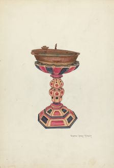 Baptismal Font and Stand, 1935/1942. Creator: N. H. Yeckley