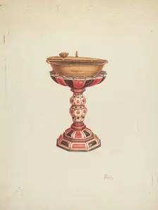 Baptismal Font and Stand, 1939. Creator: Hal Blakeley