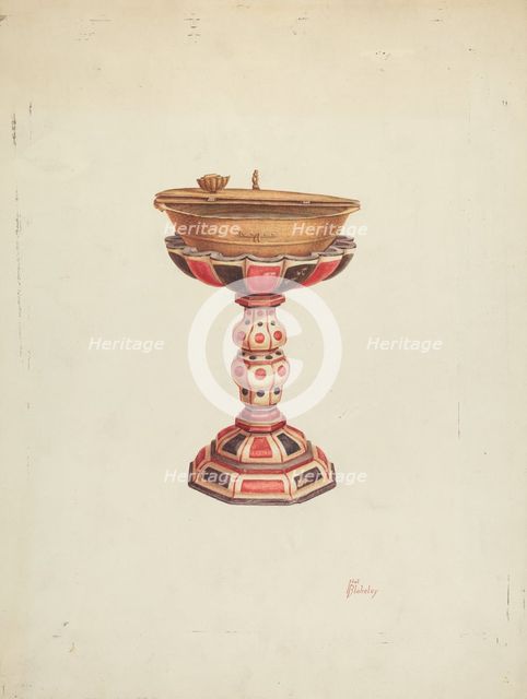 Baptismal Font and Stand, 1939. Creator: Hal Blakeley.