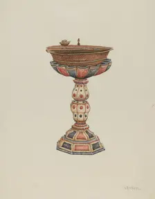Baptismal Font and Stand, c. 1939. Creator: William Kieckhofel