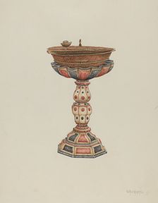 Baptismal Font and Stand, c. 1939. Creator: William Kieckhofel