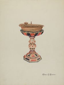 Baptismal Font & Stand, c. 1939. Creator: Marius Hansen