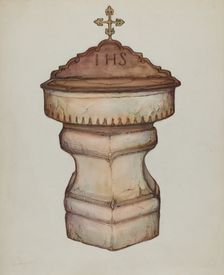 Baptismal Font with Top, c. 1936. Creator: George Seideneck