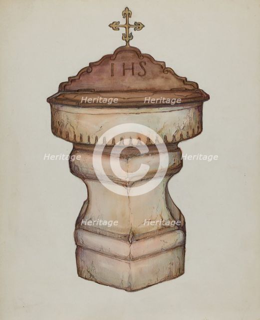 Baptismal Font with Top, c. 1936. Creator: George Seideneck.