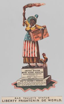 Bar Thuldy's Statue: Liberty Frightenin de World, 1886., 1886. Creators: Nathaniel Currier, James Merritt Ives, Currier and Ives