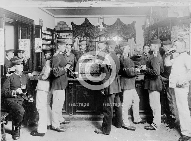 Bar with soldiers, Germany, between 1895 and 1910. Creator: Unknown.