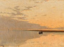 Barca al tramonto (Boat at sunset, Venice). Creator: Ciardi, Guglielmo (1842-1917)